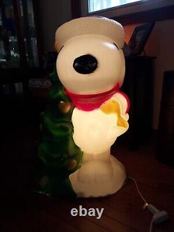 Snoopy Christmas Blow Mold Peanuts Tree Woodstock General Foam 30 Vintage