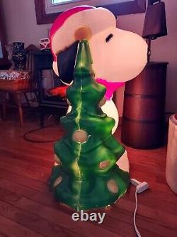 Snoopy Christmas Blow Mold Peanuts Tree Woodstock General Foam 30 Vintage