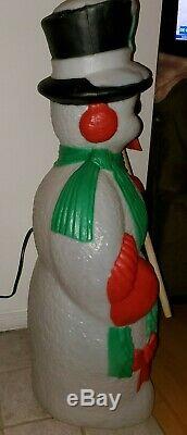 Snowman Holding Shovel & Wreath Lighted Christmas Blow Mold TPI Vintage 1995 40