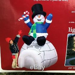 Snowman On Igloo Gemmy 8ft Airblown Inflatable New In Box