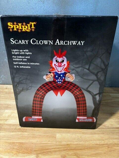 Spirit Halloween 12 Ft Led Scary Clown Archway Inflatable Decoration