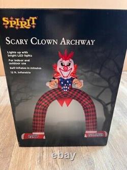 Spirit Halloween 12 ft Inflatable Light Up Scary Clown Archway NEW decoration