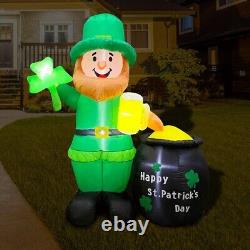 St Patricks Day Leprechaun Shamrock Gold Pot Beer Airblown Inflatable BlowUp LED