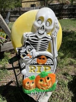 Sun Hill Double Sided Halloween Blow Mold Witch, Cat, Pumpkin, & Skeleton VTG