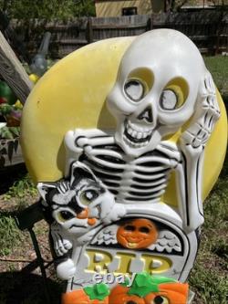 Sun Hill Double Sided Halloween Blow Mold Witch, Cat, Pumpkin, & Skeleton VTG