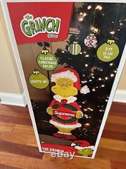 Supreme 3 Foot Grinch LED Lighted Brand New Sealed Same Day FedEx Ship