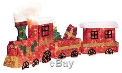 Sylvania 3 Piece 24 3D Sisal Christmas Train Yard Decor w 245 Clear Mini Lights