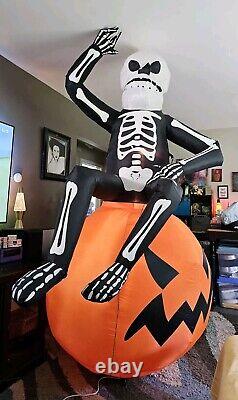 TOTALLY GHOUL 8' Inflatable Skeleton On Pumpkin Vintage Kmart Works