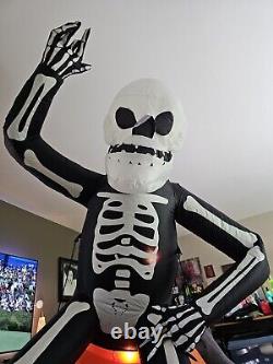 TOTALLY GHOUL 8' Inflatable Skeleton On Pumpkin Vintage Kmart Works