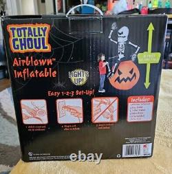 TOTALLY GHOUL 8' Inflatable Skeleton On Pumpkin Vintage Kmart Works