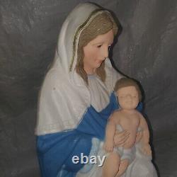 TPI 36 Christmas Nativity Joseph Mary Jesus Blow Mold LIGHT Vintage 2 pc