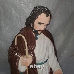 TPI 36 Christmas Nativity Joseph Mary Jesus Blow Mold LIGHT Vintage 2 pc