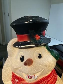 TPI 40 Snowman Large Blow Mold With Sled Christmas Yard Decoration Vintage