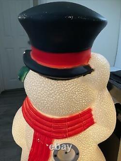 TPI 40 Snowman Large Blow Mold With Sled Christmas Yard Decoration Vintage