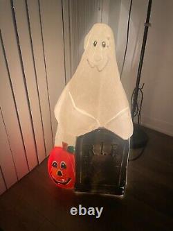 TPI Blow Mold Ghost withPumpkin R. I. P. Tombstone Halloween 36 Plastic Lighted