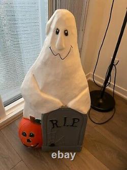 TPI Blow Mold Ghost withPumpkin R. I. P. Tombstone Halloween 36 Plastic Lighted