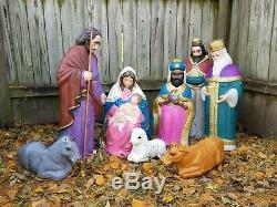 TPI Mary Joseph Jesus 3 Wise Men Sheep Donkey Nativity Set Christmas Blow Mold