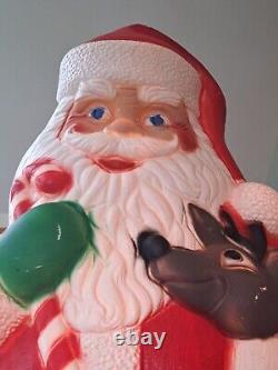 TPI Plastics Santa With Reindeer Lighted 2000 Blow Mold 40 Made In Canada