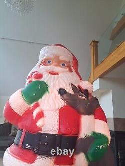 TPI Plastics Santa With Reindeer Lighted 2000 Blow Mold 40 Made In Canada