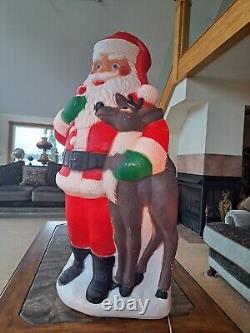 TPI Plastics Santa With Reindeer Lighted 2000 Blow Mold 40 Made In Canada