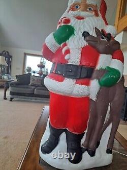 TPI Plastics Santa With Reindeer Lighted 2000 Blow Mold 40 Made In Canada