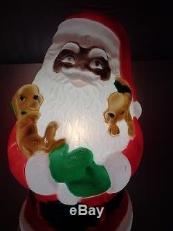 TPI Santa Claus African American Dog Puppies Puppy Christmas Yard Blow Mold 1997