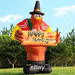 Thanksgiving Turkey Color Tail Airblown Inflatable Decor LED BlowUp Autumn Fall