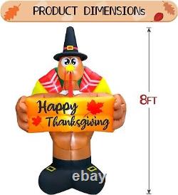Thanksgiving Turkey Color Tail Airblown Inflatable Decor LED BlowUp Autumn Fall