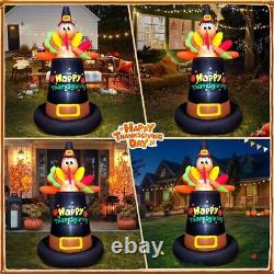 Thanksgiving Turkey Pilgrim Hat Airblown Inflatable Decor LED BlowUp Autumn Fall