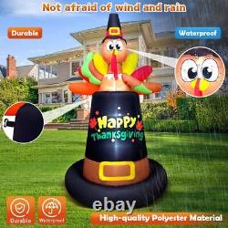 Thanksgiving Turkey Pilgrim Hat Airblown Inflatable Decor LED BlowUp Autumn Fall