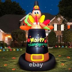 Thanksgiving Turkey Pilgrim Hat Airblown Inflatable Decor LED BlowUp Autumn Fall