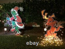 The GRINCH & Max the dog Stealing CHRISTMAS Lights Yard Art