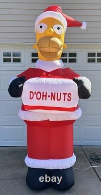 The Simpsons Santa Homer 8 Ft Airblown Inflatable 2004 Gemmy Xmas Light Up WORKS
