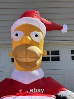 The Simpsons Santa Homer 8 Ft Airblown Inflatable 2004 Gemmy Xmas Light Up WORKS