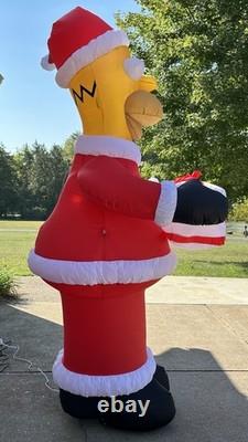 The Simpsons Santa Homer 8 Ft Airblown Inflatable 2004 Gemmy Xmas Light Up WORKS