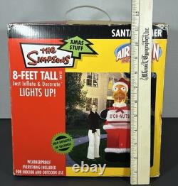 The Simpsons Santa Homer 8 Ft Airblown Inflatable 2004 Gemmy Xmas Light Up WORKS