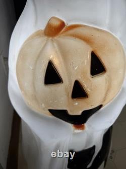 Two (2) Vintage Working Blow Mold 34 Empire Halloween Ghost Pumpkin and Cat