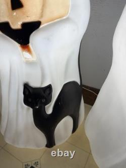 Two (2) Vintage Working Blow Mold 34 Empire Halloween Ghost Pumpkin and Cat