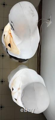 Two (2) Vintage Working Blow Mold 34 Empire Halloween Ghost Pumpkin and Cat