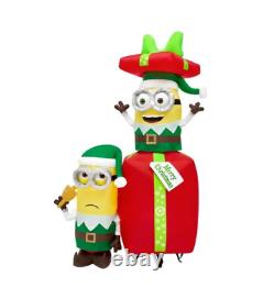 UNIVERSAL 5ft Prelit LED Airblown Minion Elves with Present Christmas Inflatable