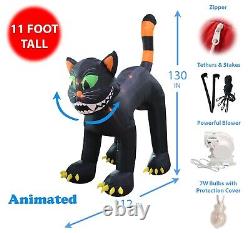 USED 11 FOOT Animated Party Halloween Inflatable Huge Black Cat Yard Decoration