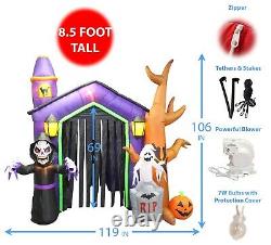 USED Halloween Inflatable Haunted House Arch Archway Skeleton Ghost Decoration