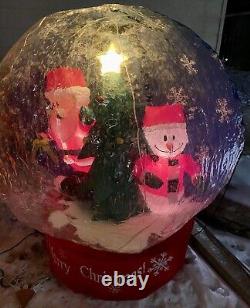 Ultra Rare 5' Santa & Snowman Snow Globe With Recirculating Snow