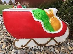 Union Sleigh Christmas Santa Reindeer Blowmold Plastic Lawn Ornament