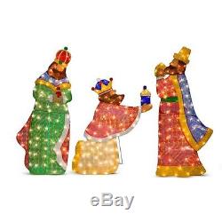 Unique 3pc LIGHTED WISEMAN NATIVITY Outdoor Christmas Display Religious Yard Art