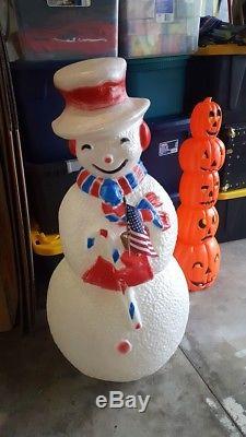 VERY RARE 4th of July 41 Snowman Blow Mold Light Up (Red, White & Blue)