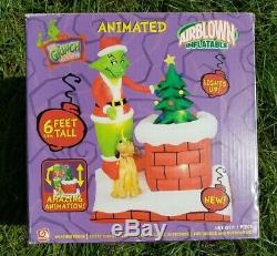 VIDEO! Santa Grinch Tree Chimney Rooftop Animated Christmas Airblown Inflatable