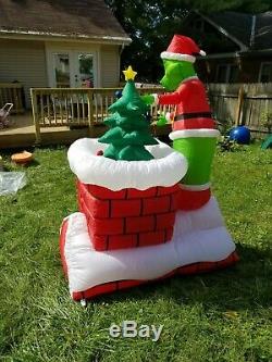 VIDEO! Santa Grinch Tree Chimney Rooftop Animated Christmas Airblown Inflatable