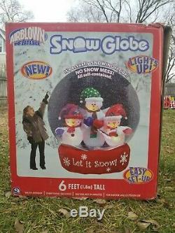 VIDEO! Snowman Family Animated Snow Blow Globe Christmas Airblown Inflatable Up