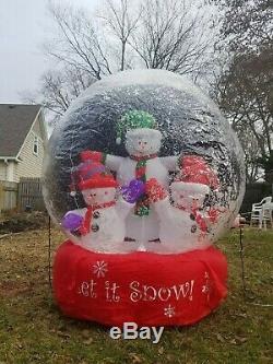 VIDEO! Snowman Family Animated Snow Blow Globe Christmas Airblown Inflatable Up